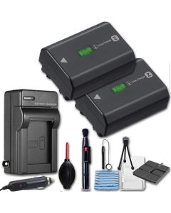 Sony NP-FZ100 Rechargeable Lithium-Ion Battery 2280mAh (2 Pack) + Travel Charger & Deluxe Cleaning Accessories